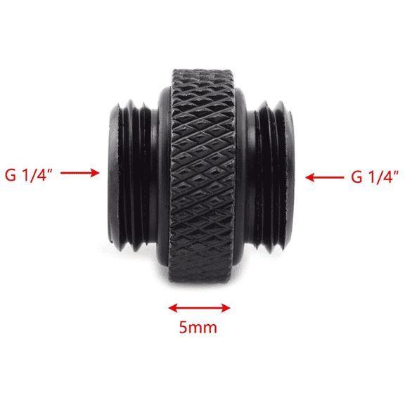 8-Pack G1/4 Inch 5mm Male to Male Connector with Sealed O-Ring for PC Water Cooling Systems Extender Fitting,8 * G1/4 inch Male to Male Connector,black