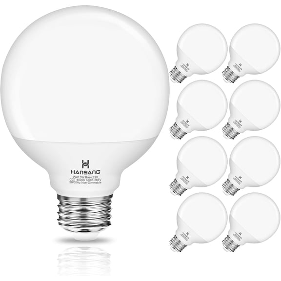 8 Pack G25 LED Vanity Light Bulbs 4000K Natural Daylight, 5W 40W Equivalent Globe Bulbs with E26 Base for Bathroom Makeup Mirror, 500 Lumens Non Dimmable