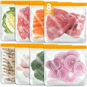 8 Pack Freezer Bags, Reusable Bags Silicone Bags Reusable Food Storage Bags Large Zip Lock Bags 11*11inch