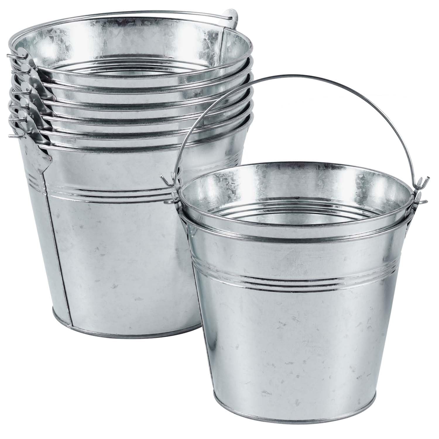 8 Pack Galvanized Metal Buckets with Handle Ice Pails for Plants ...