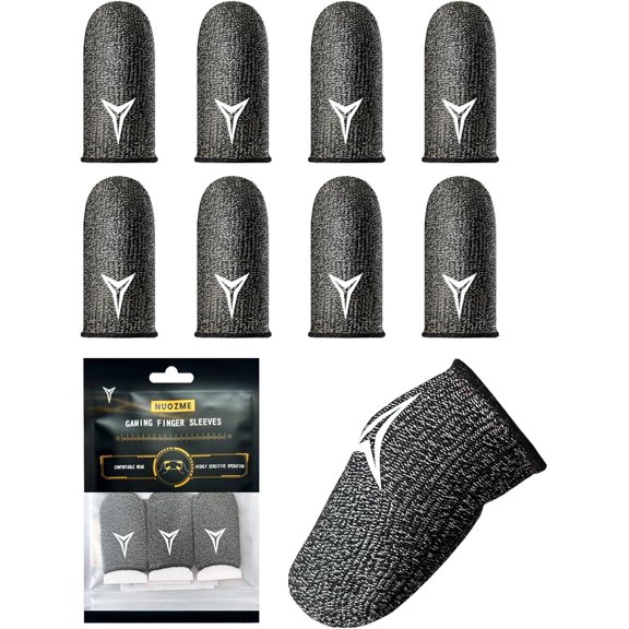 8 Pack Gaming Finger Sleeves for Mobile Gaming, 0.3mm Silver Fiber, Smooth Operation, Anti-Sweat, Extremely Thin, Fit Phone Tablet Devices()