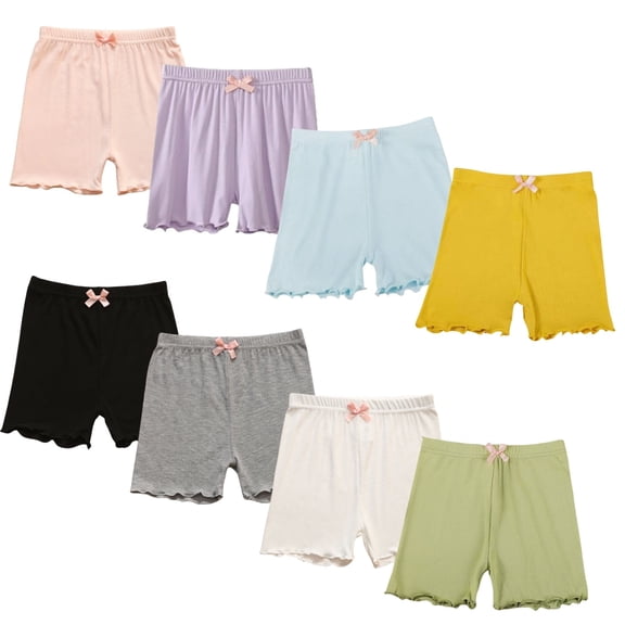 8 Pack Girls Cartwheel Shorts Toddler Girl Bike & Summer Breathable Comfy Under Dress Shorts 4-14 Y