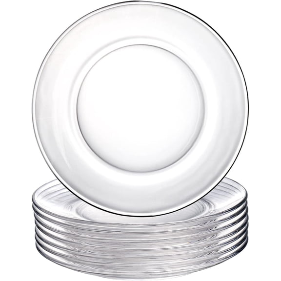 8 Pack Glass Dessert Plates, 7.5" Clear Salad and Appetizer Plates, Snack Fruit Dinner Serveware, Dishwasher Safe