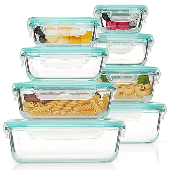 8 Pack Glass Food Storage Containers, Meal Prep, Airtight Bento Boxes with Leak Proof Locking Lids, for Microwave, Lunch Boxes, Oven, Freezer And Dishwasher, BPA Free