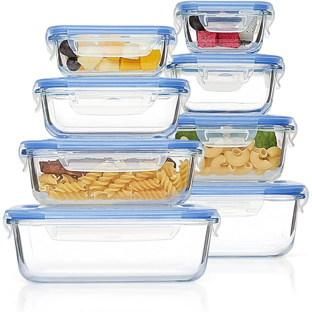 lizhixian Blue Glass Freezer Safe Food Storage Container (8 Count