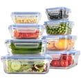 thumbnail image 1 of GPED 8 Pack Glass Meal Prep Containers, Food Storage Containers with Lids, Glass Lunch Boxes, Airtight Bento Boxes, for Microwave, Oven, Freezer and Dishwasher Safe, Blue, 1 of 6