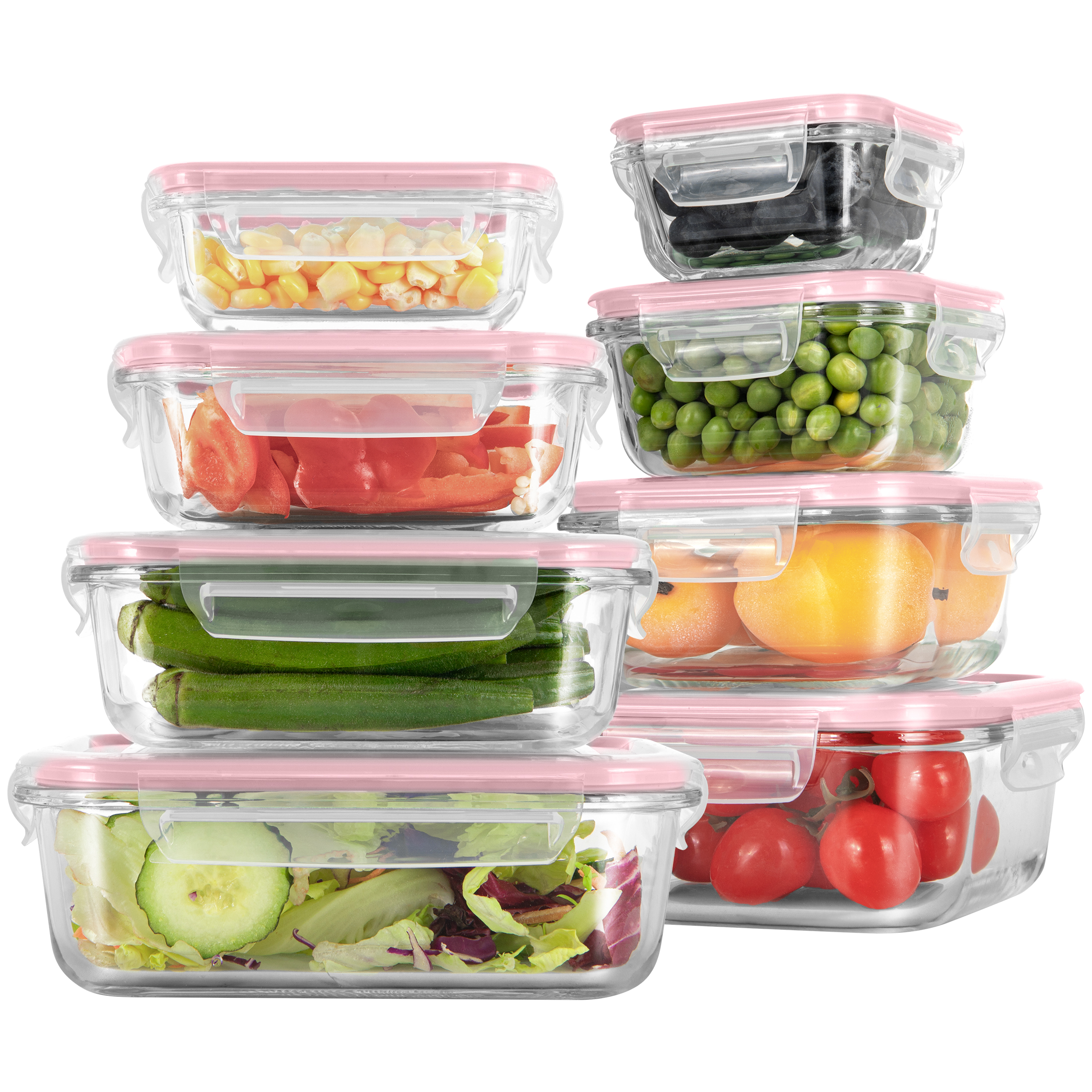 8 Pack Glass Meal Prep Containers, Food Storage Containers with Lids, Glass Lunch Boxes, Airtight Bento Boxes, for Microwave, Oven, Freezer and Dishwasher Safe, Pink - Walmart.com