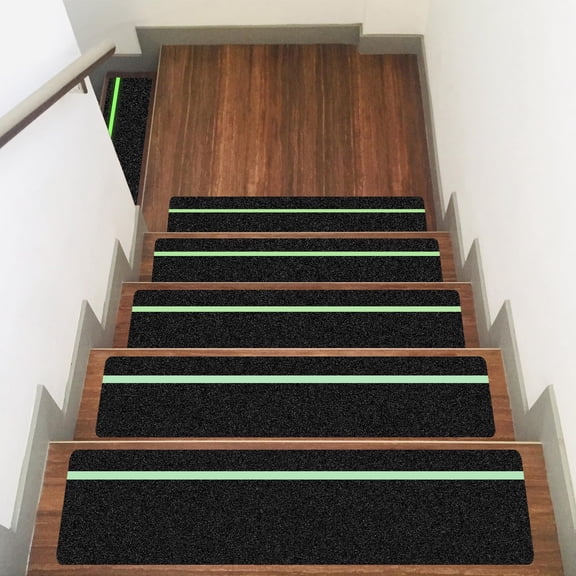 8-Pack Glow-in-the-Dark Anti-Slip Tape Strips, High-Friction Deck Anti-Slip Tape, Stair Anti-Slip Tape, Suitable for Outdoor Basement Stair Treads, 6 x 24 inches