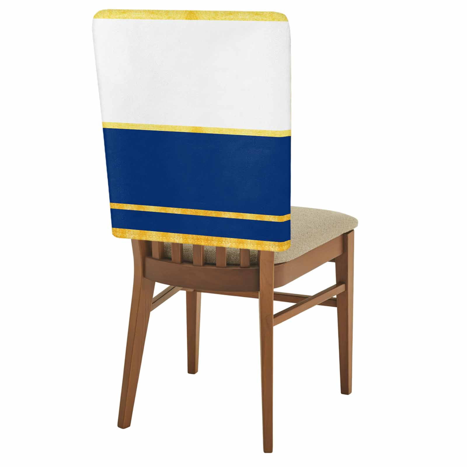 8 Pack Gold Line Chair Back Covers Navy Blue Color Block Rectangular ...