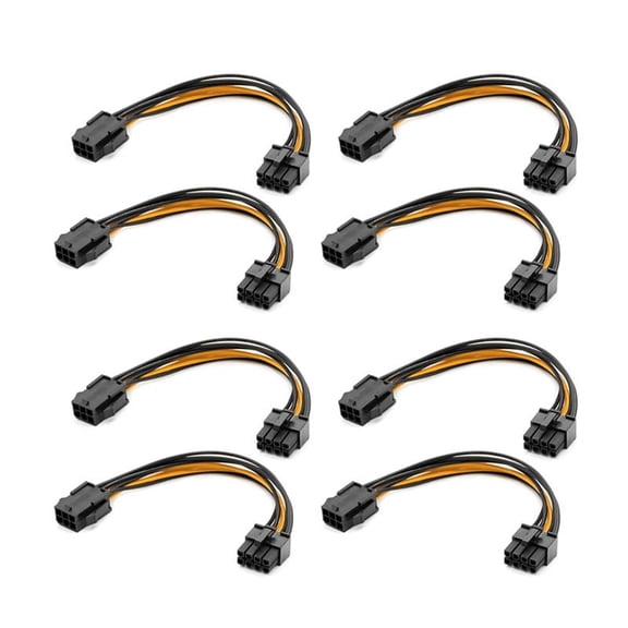 8 Pack Graphics Card 6 Pin to 8 Pin PCIe Adapter Power Cable (GPU Video Graphics Card Power Cable) 7.8 Inch,8 x 6 Pin to 8 Pin PCIe Adapter Power Cable,black & yellow