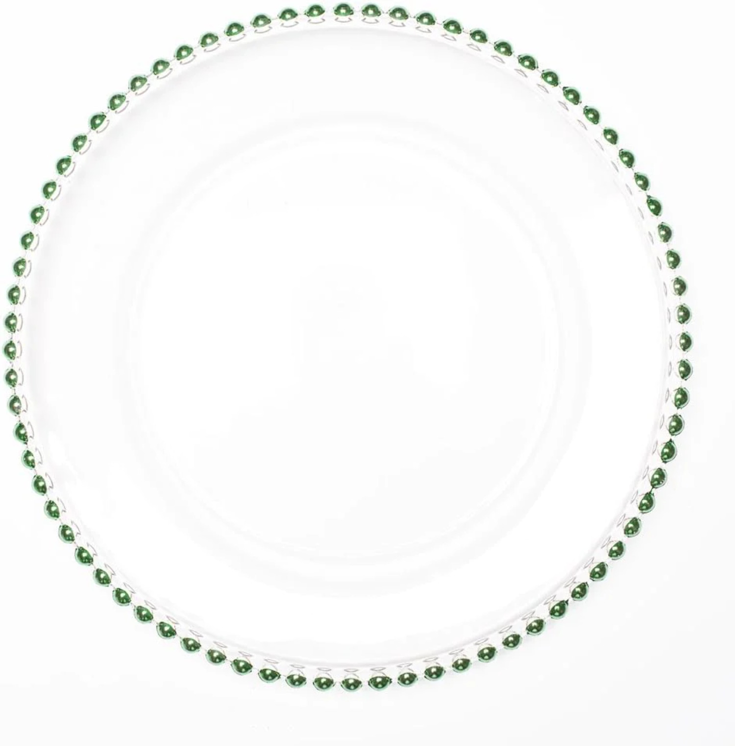 8 Pack Green Beaded Glass Charger Plates