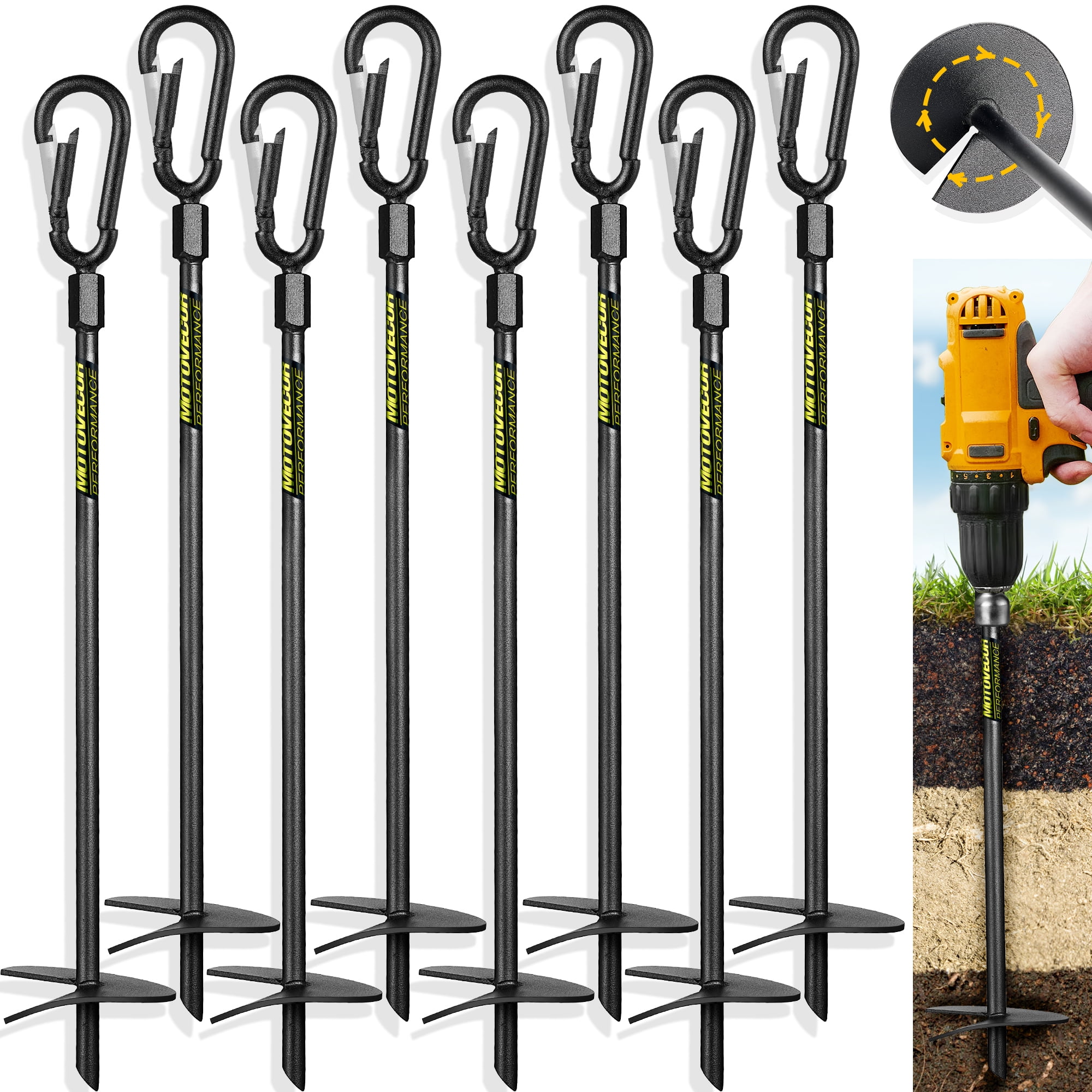 8 Pack Ground Anchor,18inch Carbon Steel Earth Anchor for Tents