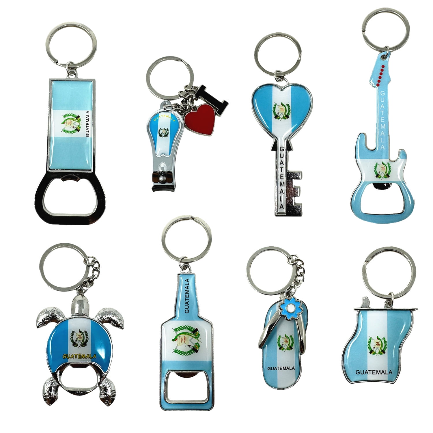 GUATEMALA ピンバッジ 8 Pack Guatemala Keychains Country Metal Keychain, 4 Bottle Opener