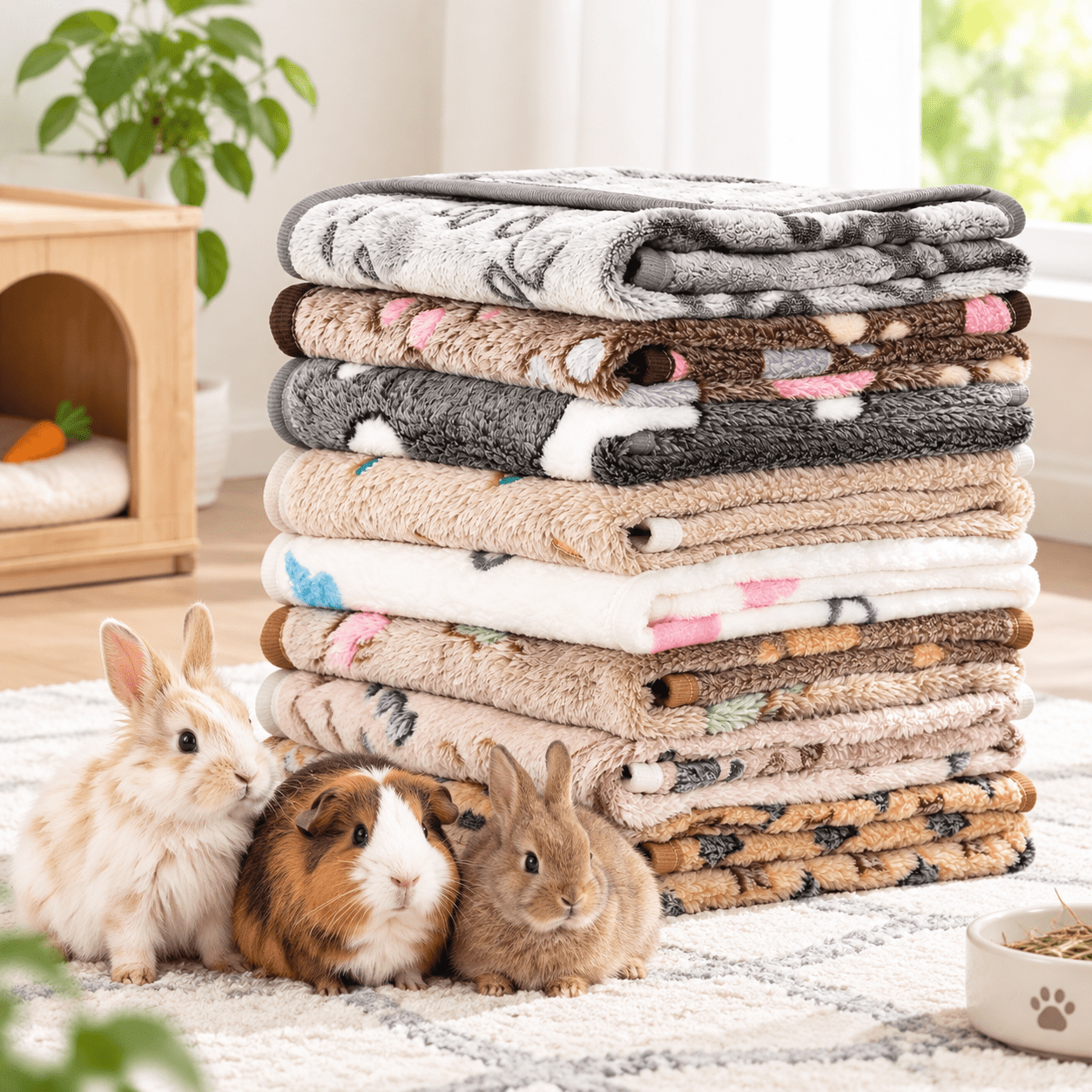 Soft Mat For Rabbit 8 Pack Guinea Pigs Fleece Blankets Soft Plush Mats For Rabbits Hamsters ...