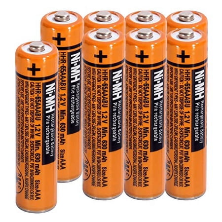8 Pack HHR-65AAABU NI-MH Rechargeable Battery for Panasonic 1.2V 630mAh AAA Battery for Cordless Phones