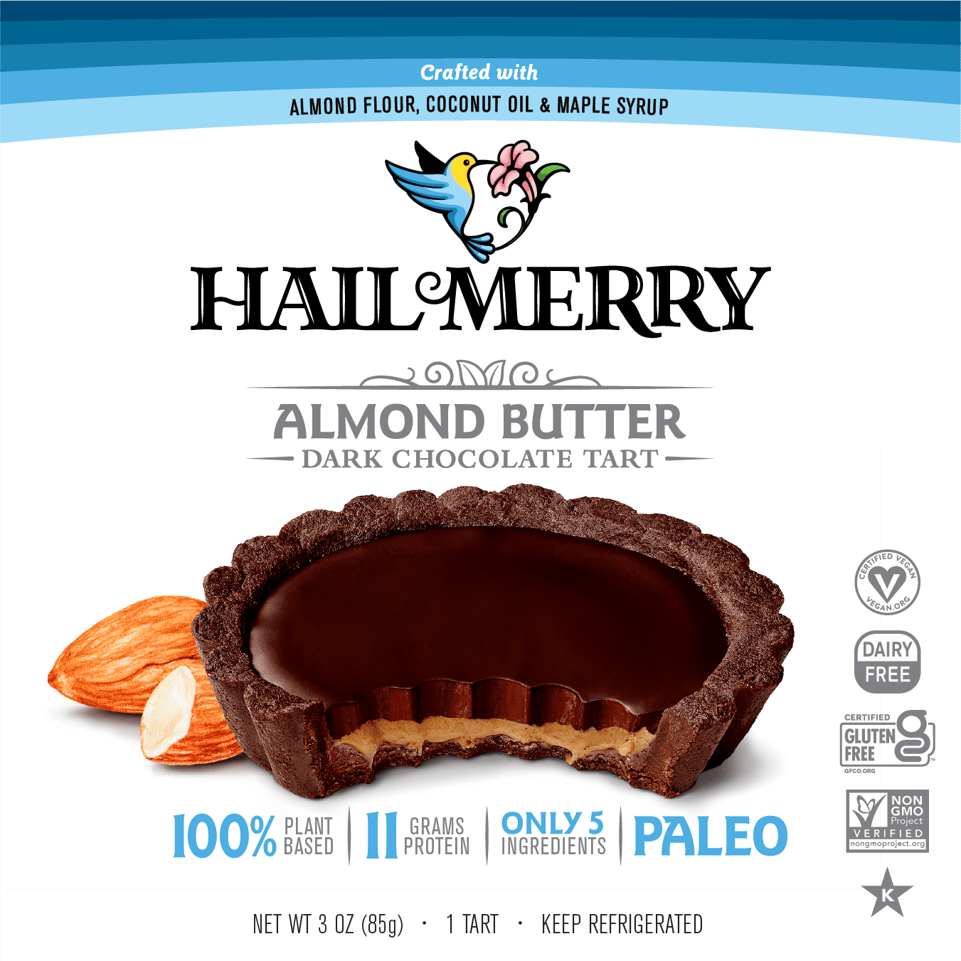 (8 Pack)Hail Merry Chocolate Almond Butter Tart, 3 oz.