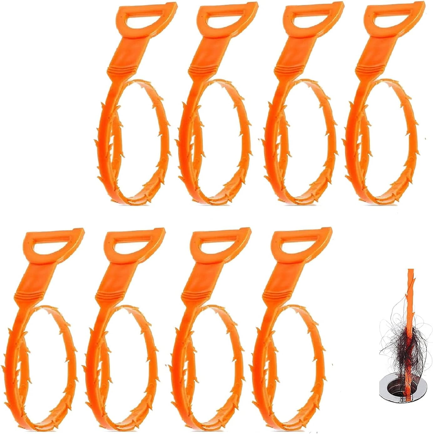 8 Pack Hair Snake Cleaning Tool Hair Drain Clog Remover, 20 Inch Drain