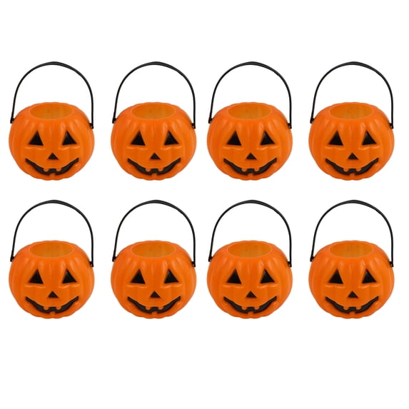 8 Pack Halloween Pumpkin Candy Buckets Trick or Treat Mini Jack O ...