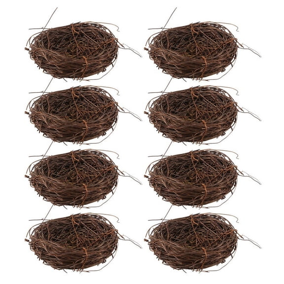 8-Pack Handmade Vine Bird Nests for Home Decor, Brown, 10 cm Diameter