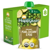 Happy Baby Clearly Crafted, Stage 2 Organic Baby Food, Pears Zucchini & Peas Pouches, 4 oz. 8 pack Pouches, Pouches, 4 oz. 8 pack