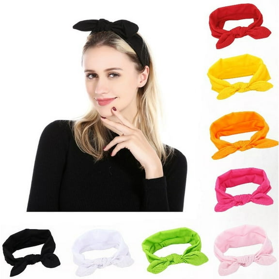 8 Pack Headbands for Women Non Slip Hair Bands with Bows Rabbit Ears Workout Running Sport Sweat Elastic Hair Wrap for Girls Hair Accessories