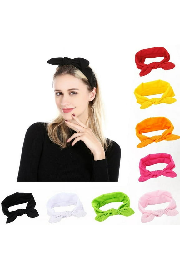 8 Pack Headbands for Women Non Slip Hair Bands with Bows Rabbit Ears Workout Running Sport Sweat Elastic Hair Wrap for Girls Hair Accessories