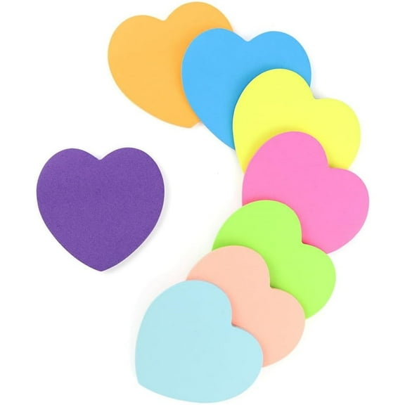 8 Pack Heart Sticky Notes,Bright Color Strong Adhesive Post,Heart Shape Self Adhesive Sticky,Cute Notepads,Mini Note Pads,for Office Classroom 82 Sheets/Pad Multicolor