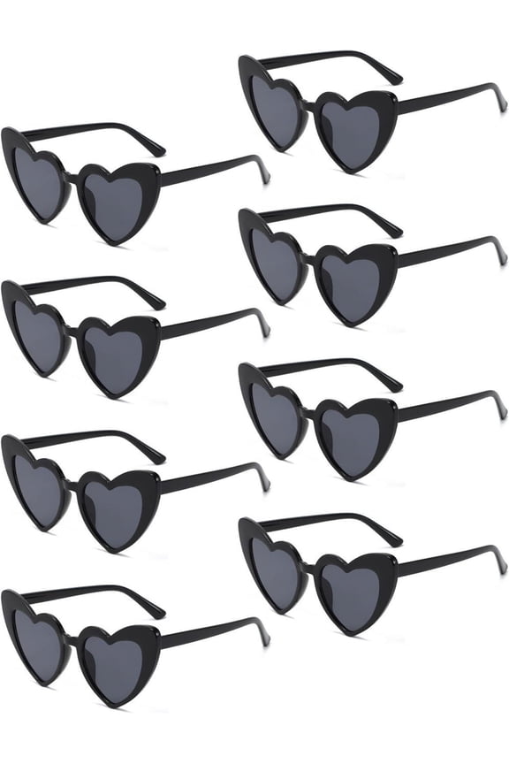 8 Pack Heart Sunglasses Vintage Cat Eye Heart Glasses Retro Bachelorette Bride Sunglasses Bulk for Women