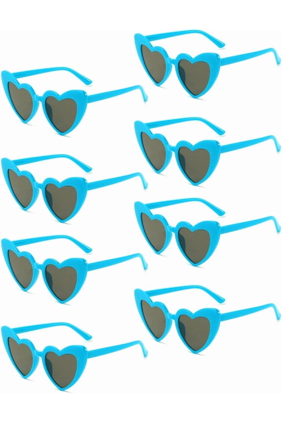 8 Pack Heart Sunglasses Vintage Cat Eye Heart Glasses Retro Bachelorette Bride Sunglasses Bulk for Women