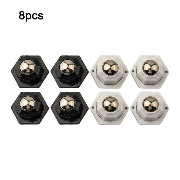 8-Pack Heavy Duty Ball Castors for Furniture,100kg Capacity Flat Roller Wheels,ABS Stainless Steel Swivel Casters for Kitchen Utensils Storage Boxes Black White