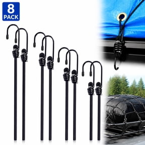 8 Pack Heavy Duty Bungee Cords with Metal Hooks - 12/18/24/36 Inch Elastic Tie Down Straps for Securing Cargo, Tarps, Tents, Luggage, Camping Gear - Outdoor, Truck, RV, Motorcycle, Moving, Storage