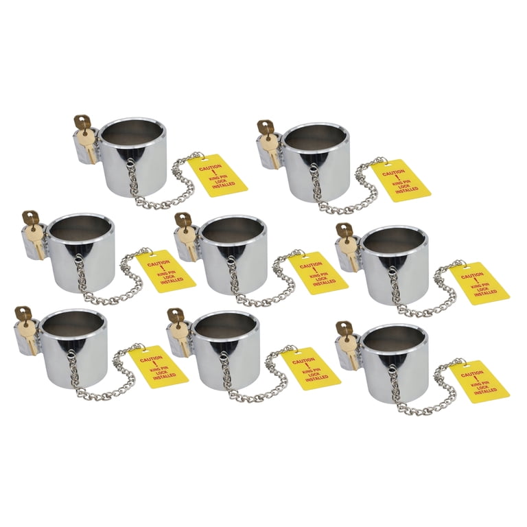 8 Pack) Heavy Duty Chrome King Pin Lock with 2 Unique Keys