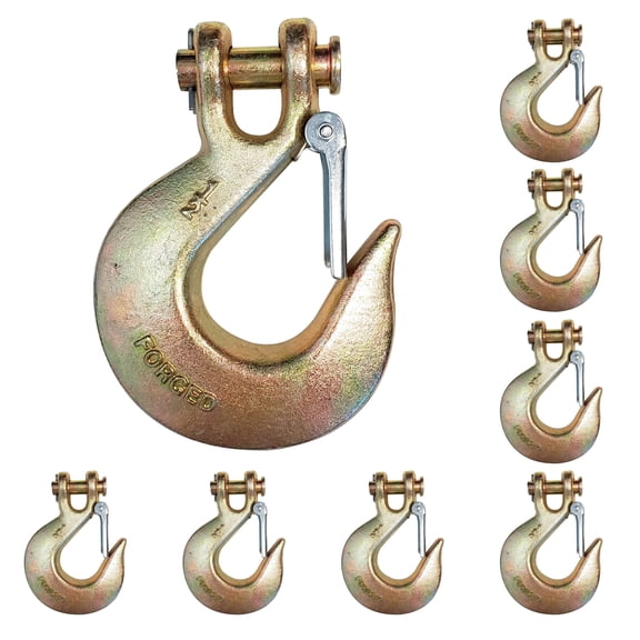 Mega Cargo Control 8 Pack Heavy Duty G70 1/2" Clevis Slip Hook w/ Safety Latch Flatbed Truck Trailer Transport Tow Chain Hook 11300 lbs WLL