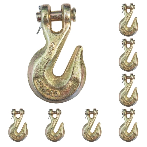 Mega Cargo Control 8 Pack Heavy Duty G70 3/8" Clevis Grab Hook Flatbed Truck Trailer Transport Tow Chain Hook 6600 lbs WLL