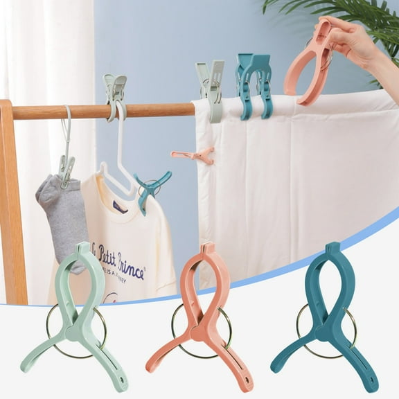 8-Pack Heavy-Duty Plastic Clips for Drying Clothes, Towels, and Socks with Wide 6cm Grip for Household and Travel Use