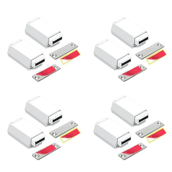 8 Pack Heavy Duty Push Latch & Lock for Hidden Door Touch Latches and Catch Magnet Push Release Drawer Pull Tip, White