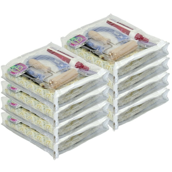 8-Pack Heavy Duty Vinyl Zippered See-Through Storage Bags (Clear) (9" x 11" x 2") for Jewelry, Shirts, Cosmetics, Arts & Crafts Supplies and Much More! 0.9 Gallon