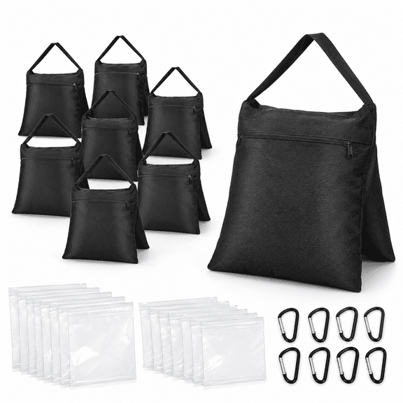 8 Pack Heavy Duty Weighted Sand Bags with Carabiners for Tripods, Tents and More