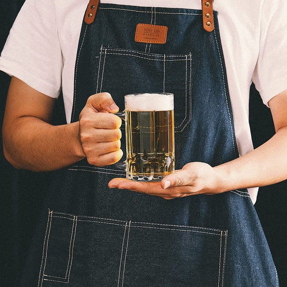 8 Pack Heavy Large Beer Glasses with Handle - 14 Ounce Glass Steins, Classic Beer Mug glasses Set