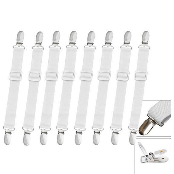 8 Pack Heavy-duty Adjustable Bed Sheet Fixing Strap - Anti Slip Buckle Ring, No Need To Install, Firmly Grip Bed Sheets, Mattresses, Sofas