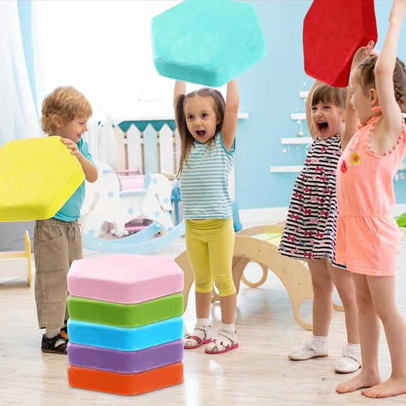 8 Pack Hexagon Floor Pillow Cushions for Kids 15'' Classroom Soft Warm Short Plush Colorful Flexible Seating for Toddler Winter Fall Indoor Reading Corner Playroom Yoga Daycare Home Preschool
