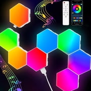 8 Pack Hexagon Lights LED Wall Panels, RGB Gaming Lights with APP/ Sync & Remote, DIY Modular Hexagonal Honeycomb Glide Hex Tiles Panel
