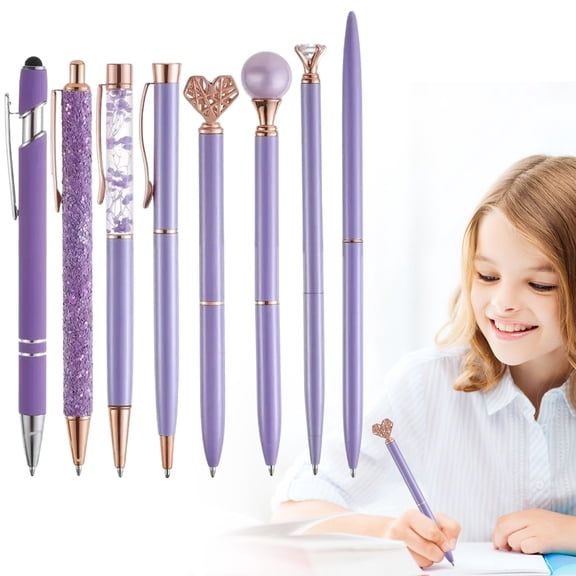 8 Pack High Beauty Crystal Ballpoint Pen Set, Sparkling Diamond Business Pen With 1.0mm Black Blue Ink, Exquisite Retractable Pens For Office And Gifting