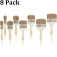 thumbnail image 1 of 8 Pack Household Chip Paint Brushes 1inch 2inch 3inch 4inch Natural Bristles Wooden Handle Flat Brushes Set for Painting, Glue, Oil, Acrylic, Stain, 1 of 7