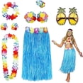 thumbnail image 1 of 8 Pack Hula Skirt Kit for Women Men Hawaiian Luau Party Supplies Grass Skirt Kit, 1 of 7