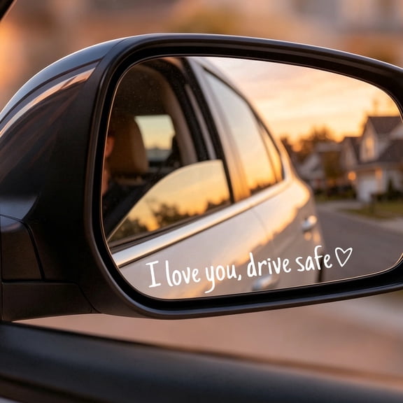 Unbranded I Love You Drive Safe Rearview Mirror Decals 8-Pack White Vinyl