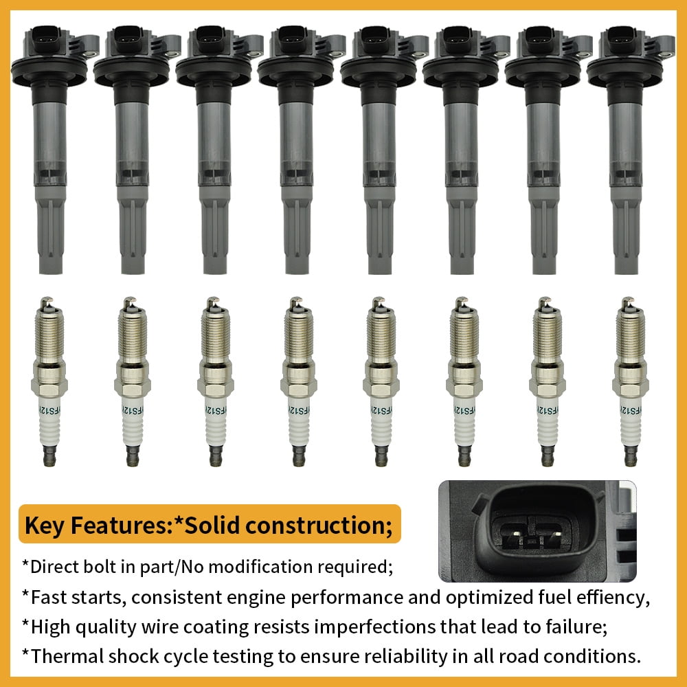8 Pack Ignition Coil & Spark Plug for 2011-2016 Ford F-150 Mustang 5.0L V8 UF622