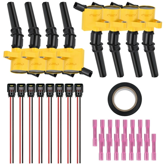 8 Pack Ignition Coils & Pigtail Wiring Harness Fits Ford F150 Explorer 5.4L Replaces DG508 1L2U-12029-AA & Heat Shrink Butt Connectors