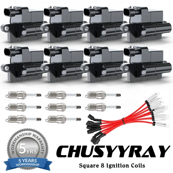 8 Pack Ignition Coils and 8 Iridium Spark Plugs and 8 Wire Set For Chevrolet Express 3500 2003 - 2004