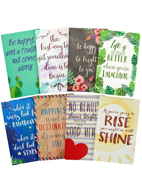 8 Pack Inspirational Notebooks with Motivational Quotes Bulk, 5x8 Lined Journals for Women, Students, Appreciation Gifts, Friends, Teachers